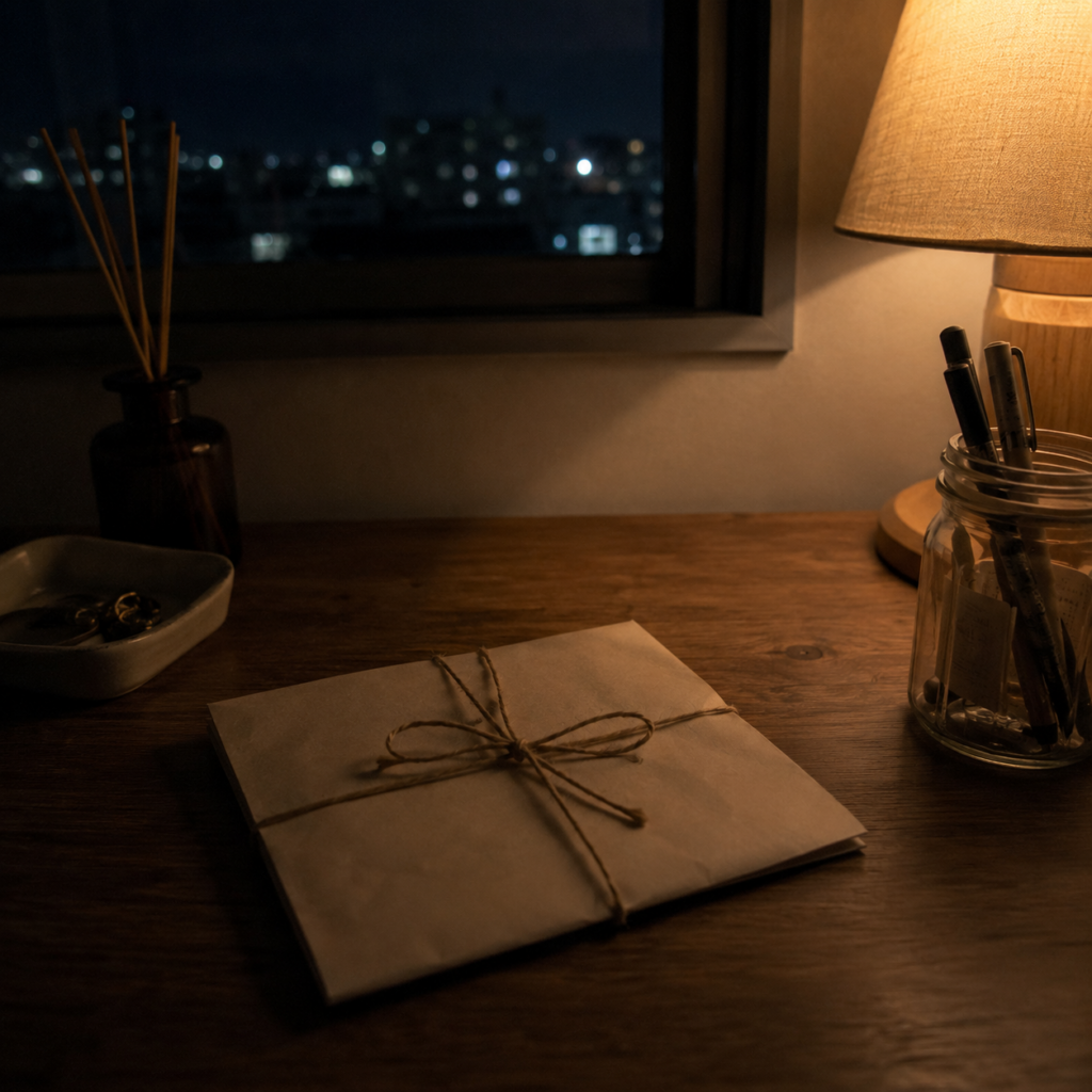 夜の机の上の手紙