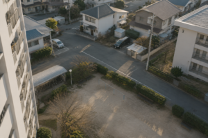 団地の最上階から見下ろす景色